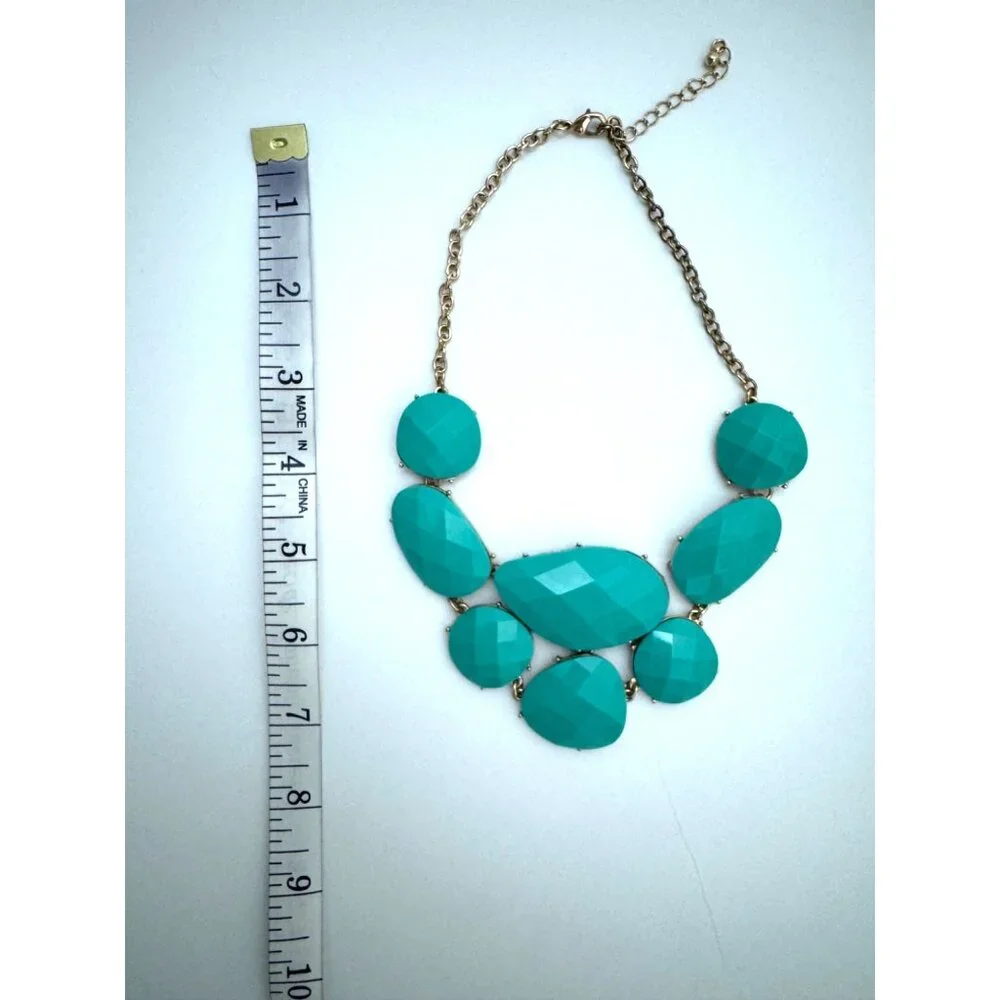 TEAL STATEMENT NECKLACE Turquoise‎ Jewelry Beaded Crystals Wedding Evening Party